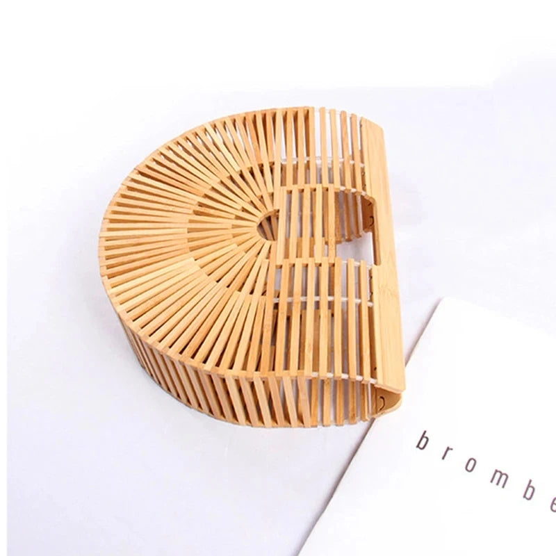 Fashion Straw Bag Bamboo Semi-circular Handbags High quality Hand woven Women Bags Bohemia Summer Ladies Beach Bag Bamboo Bags