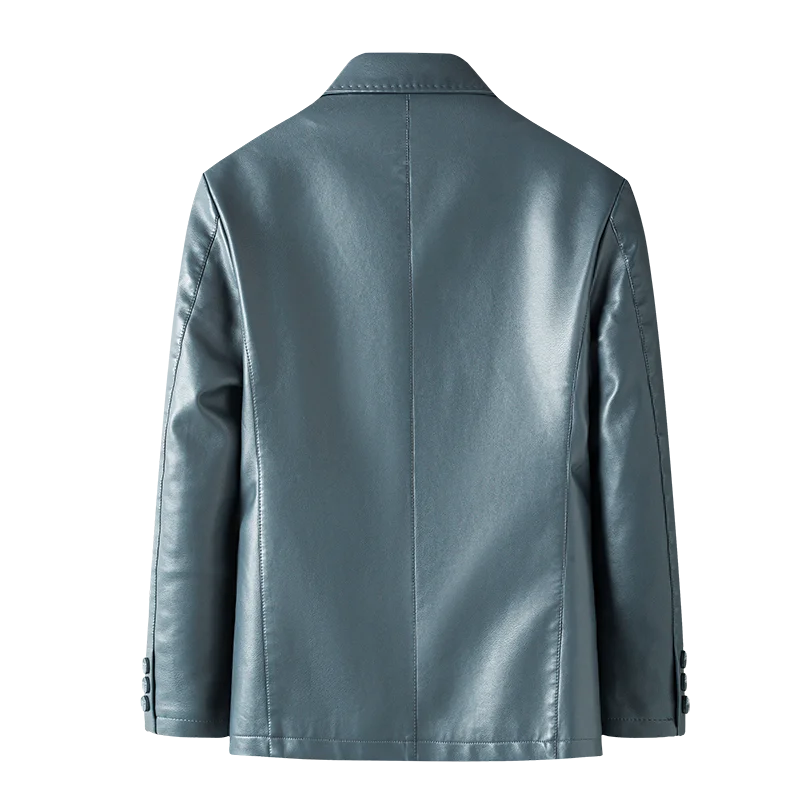 High Quality Men's Suit Leather Coat Autumn and Winter New Sheep Skin Casual Small Suit Coat Men's Leather Jacket