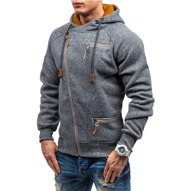 New Fashion Mens Hoodie Men Zipper AutumnSolid Knitted Streetwear Mens Hoodies Winter Drawstring Casual Slim Hoodie MWW151