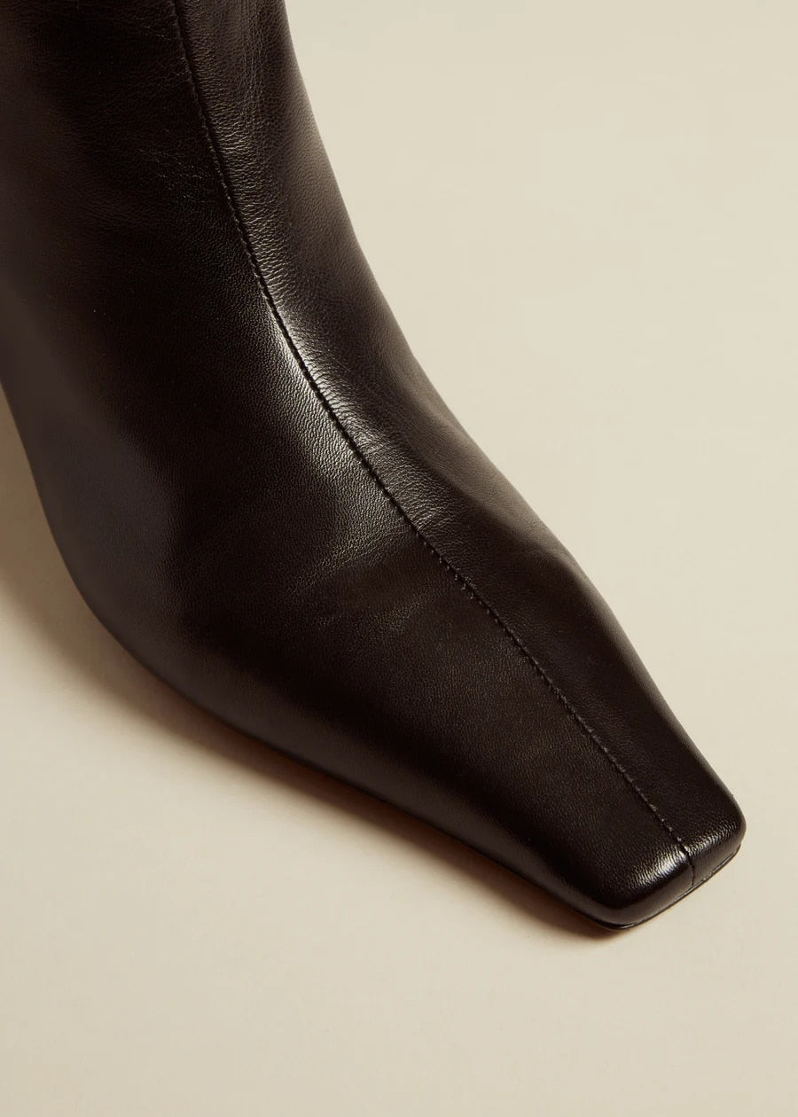 2023 Vegan Snake Leather Knee High Boots for Women Kitten Heel Square Toe Cowboy Boots Black Fall Winter Shoes Plus-Size