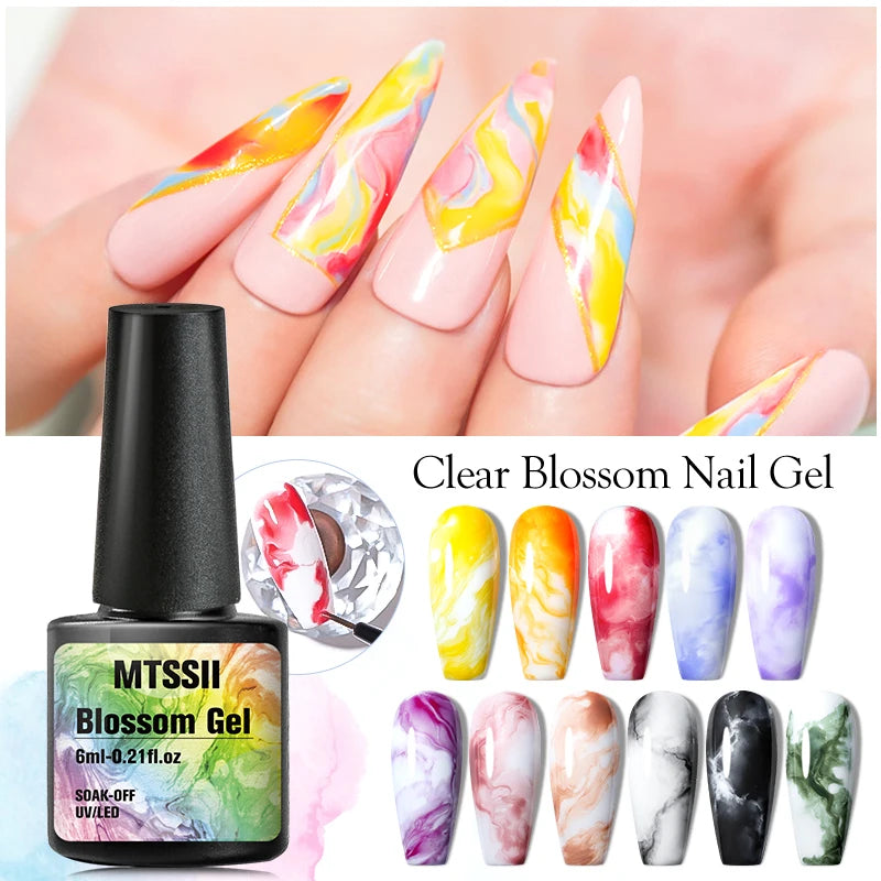 Mtssii Blossom Gel Nail Art Transparent Blossom Nail Polish Blooming Smook Effect Flower Gel Polish Soak off UV Nail Glue Gel