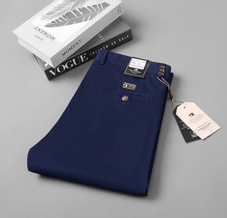 Smart Black Pants Men Clothing Business Office Cotton Straight Suit Pants Men Trousers Casual Flat 2023 Spring  Autumn New