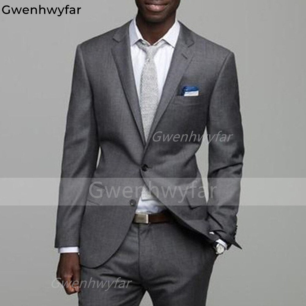 Gwenhwyfar Men Suits for Prom with Notched Lapel 2 Pieces Custom Wedding Tuxedos Men Set Blazer with Pants Male Fashion Clothes