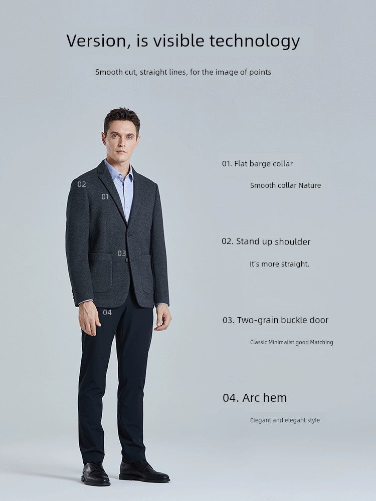 Shanshan Casual Business Herringbone Pattern Autumn Father Suit