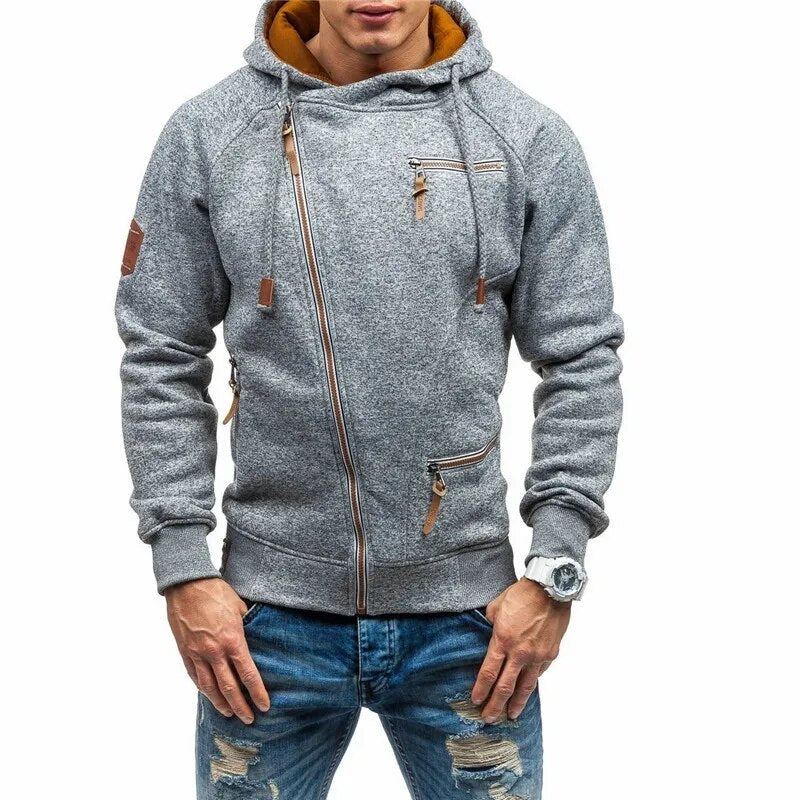 New Fashion Mens Hoodie Men Zipper AutumnSolid Knitted Streetwear Mens Hoodies Winter Drawstring Casual Slim Hoodie MWW151