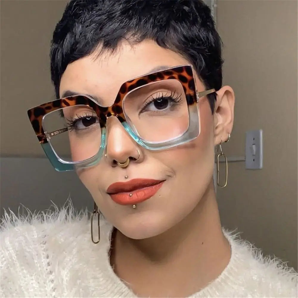 New Fashion Square Eyeglasses Optical Anti-blue Glasses Sunglasses Frame Eyewear Female Spectacles Vintage Oversized Accessories