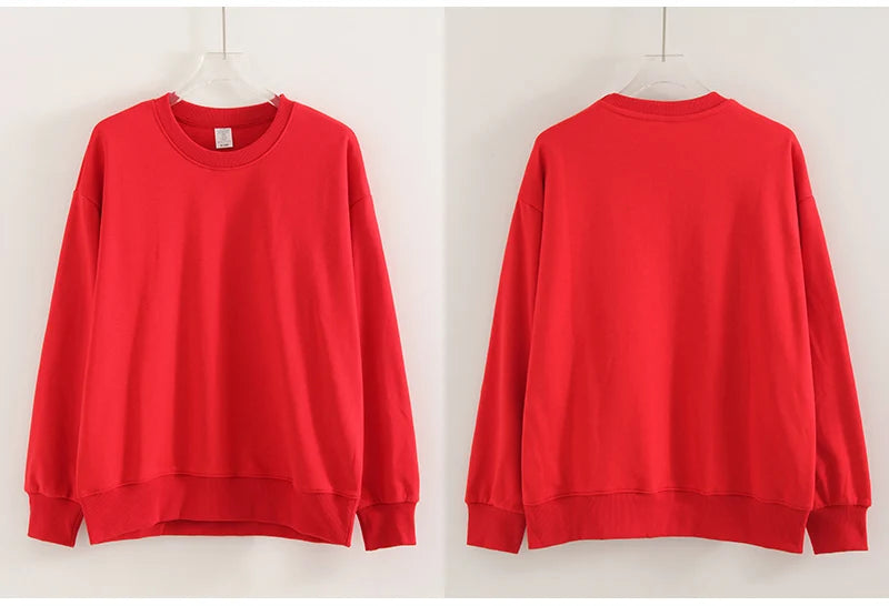 Women's Sweatshirt Sport Loose Fall Clothes Streetwear Pullover Oversized Crewneck Sweatshirt Black For Women Red Sweatshirts