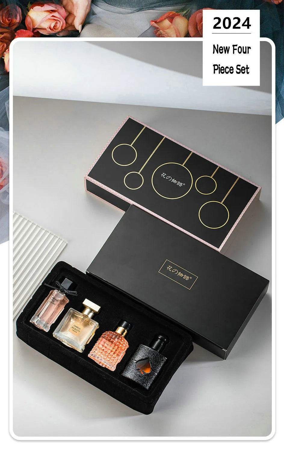Gift Box Four Piece Set Women Perfume Spray 105ml Floral Scent  Lasting Fragrance Pheromone Eau De Parfum Men Cologne Balminess