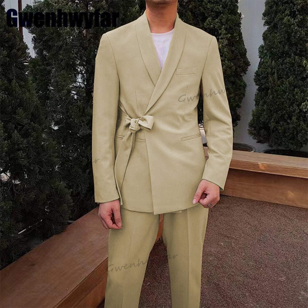 Gwenhwyfar Pink Fashion Men Suit 2 Pcs Blazer Sets Slim Fit Wedding Groomsmen Tuxedo Custom Made Party Prom Suit（Jacket+Pants）