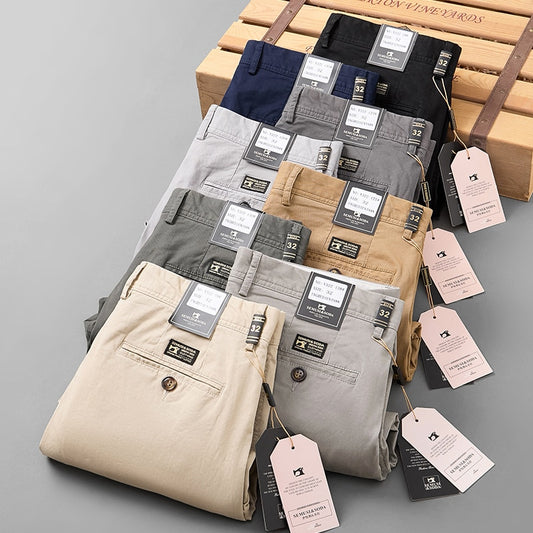 Smart Black Pants Men Clothing Business Office Cotton Straight Suit Pants Men Trousers Casual Flat 2023 Spring  Autumn New