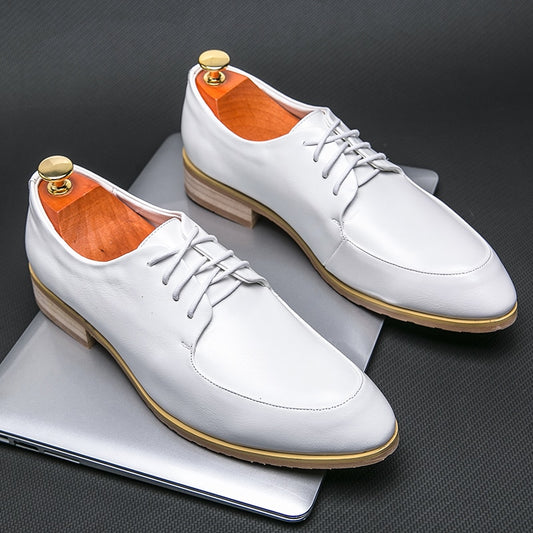 Men's Wedding Leather Shoes Formal Shoes White Lace Up Dress Shoes Oxfords Fashion Retro Elegant Office Leisure Work Footwear